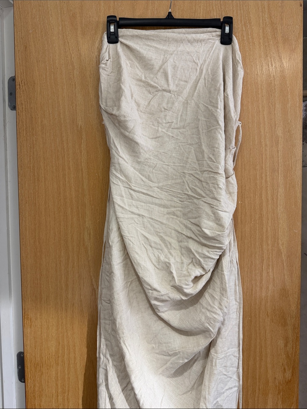 naked wardrobe Cream Draped Maxi Dress